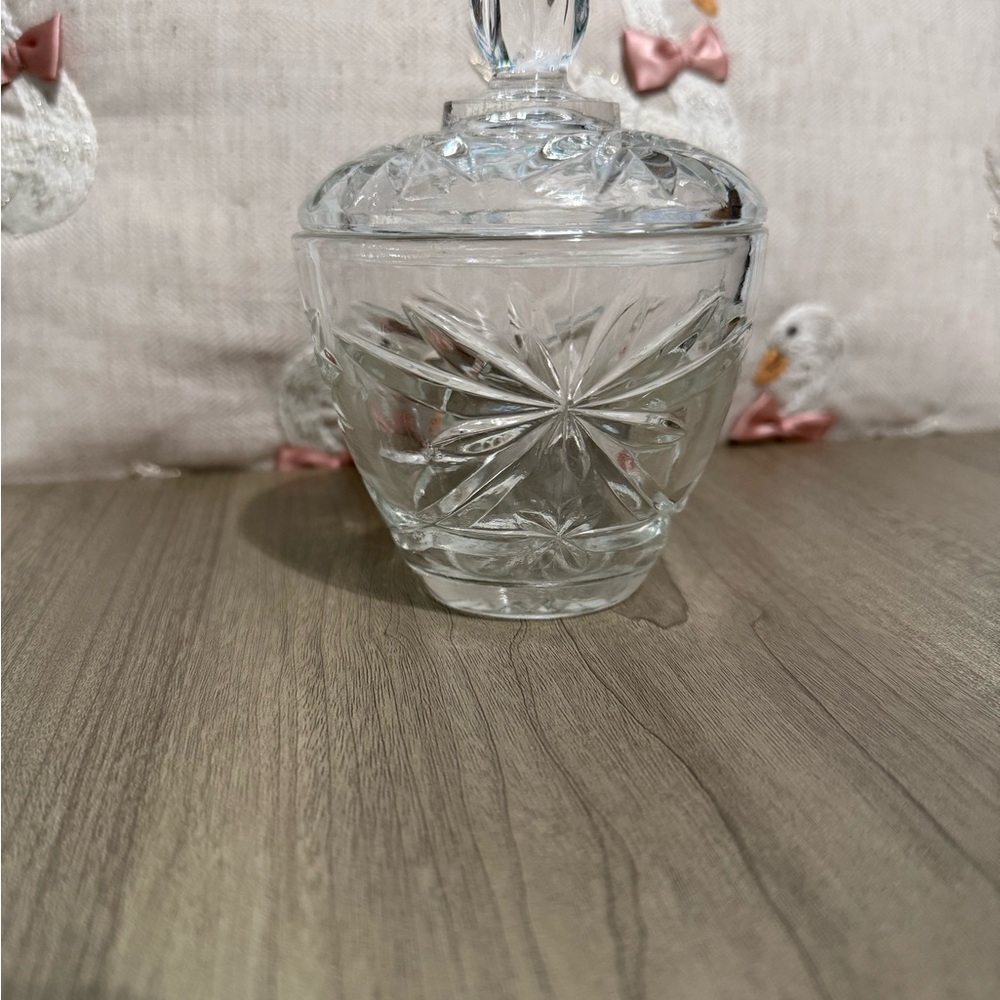 Vintage Anchor Hocking Clear Glass Sugar Bowl w/ Lid